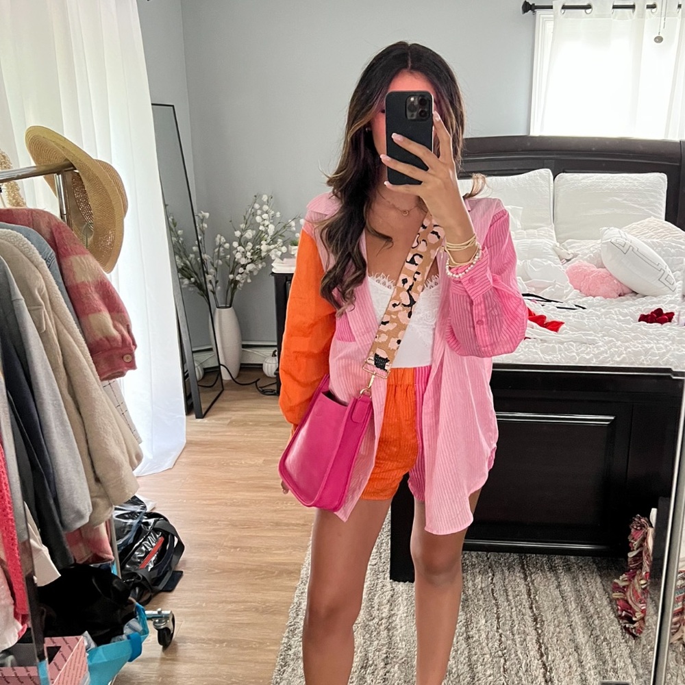 Ruby And Jenna Striped Shorts And Button Up Set - image 1